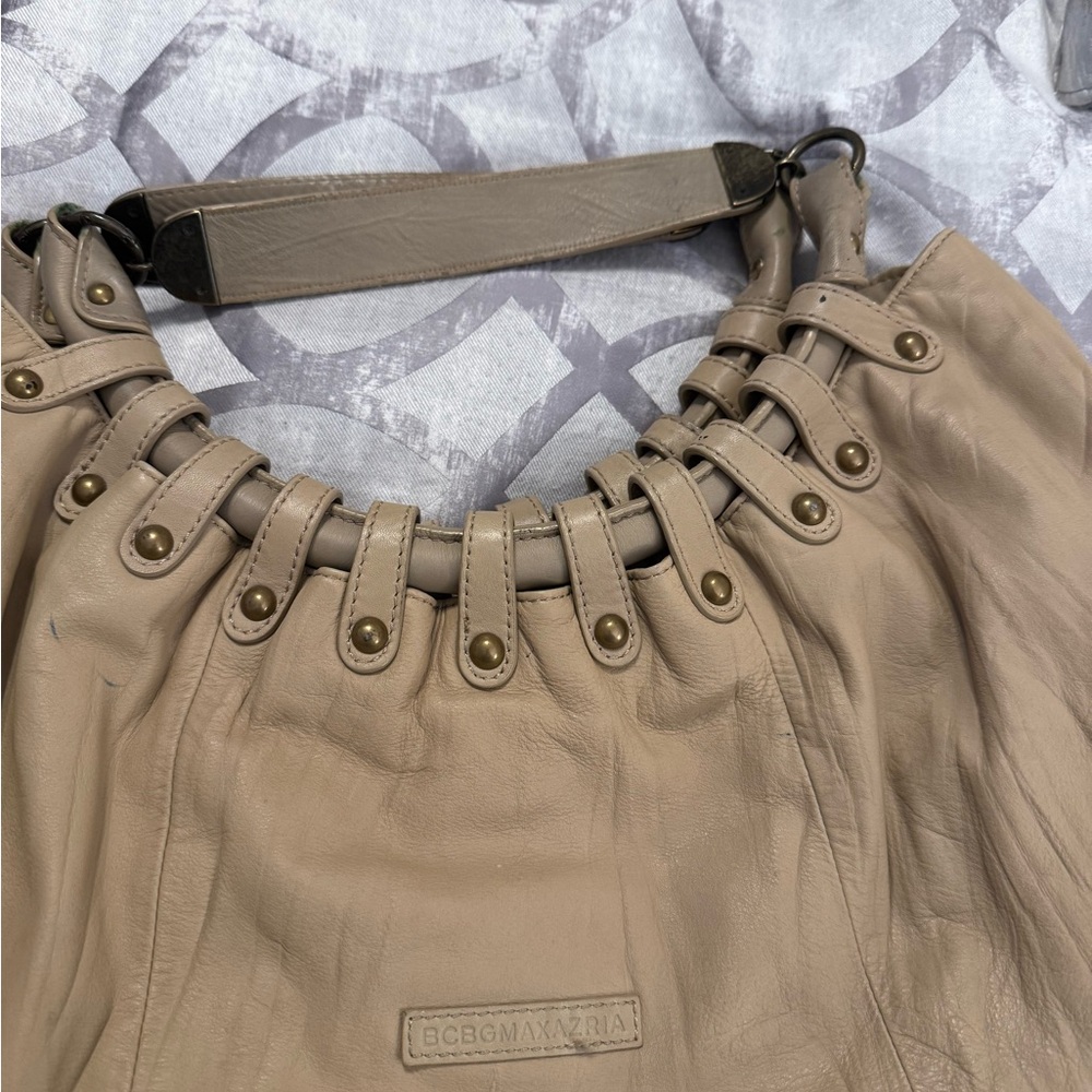 BCBGMAXAZRIA Tan Leather Hobo Bag